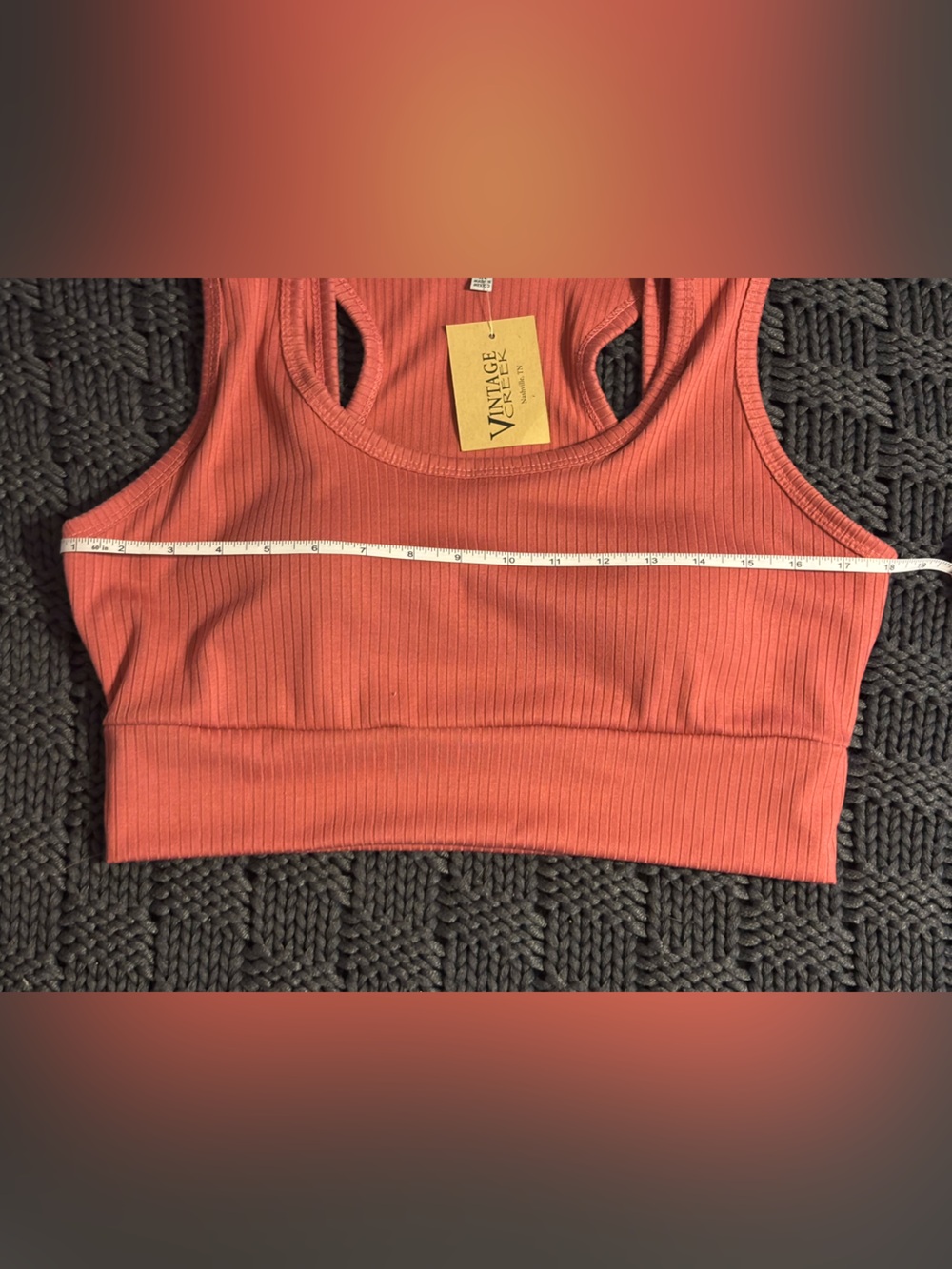 white birch Coral Ribbed Racerback Crop Top - Picture 7 of 8
